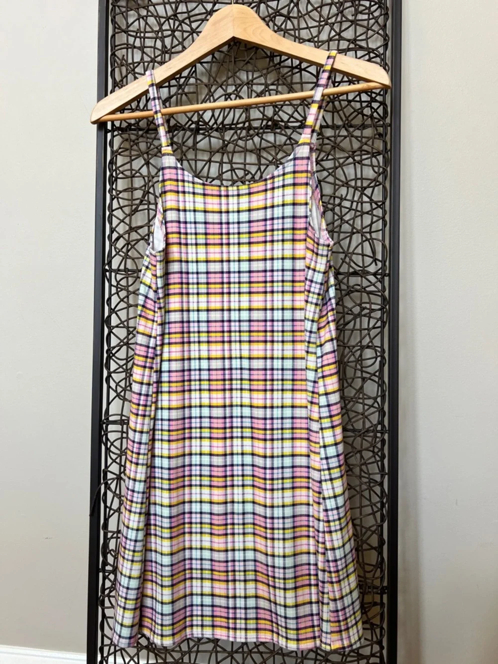 Justice Y2K Plaid Mini Dress+ White Tee Bundle Yellow Pink Green 2 pc Girls 14
